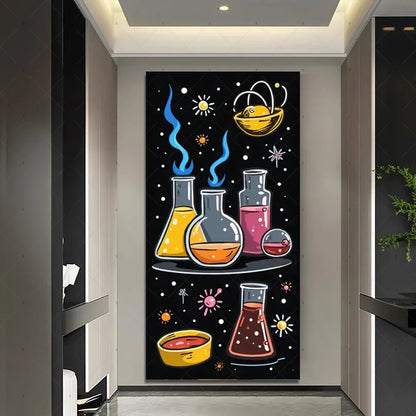 Chemistry Lab Door Cover Backdrop – Science Experiment Party Decoration & Photography Props with Laboratory Equipment Theme
