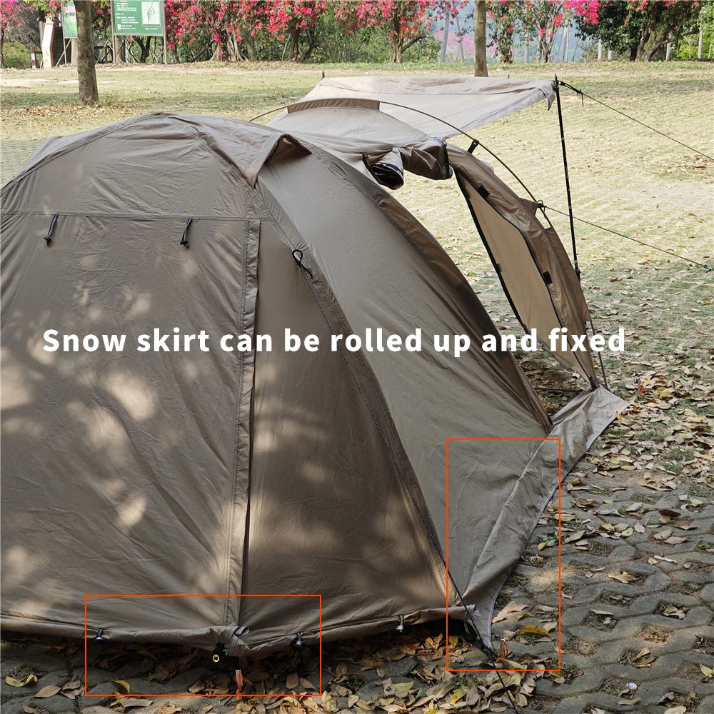 Fireproof Hot Tent for 2 People – Waterproof Extend Dome with Stove Jack & Snow Skirt, 4-Season Camping, Hiking, Hunting Winter Shelter