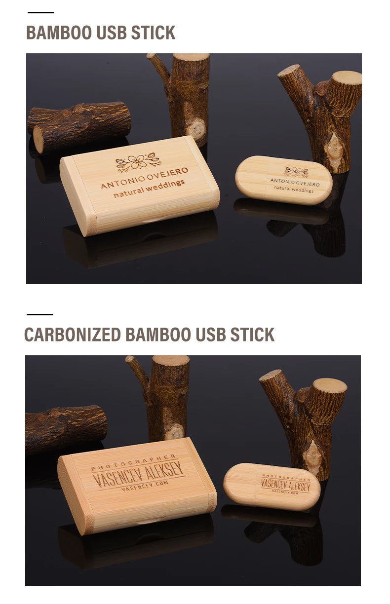 Custom Logo Wooden USB 2.0 Flash Drive with Box – 4GB 16GB 32GB 64GB Memory Stick for Wedding Photography Gifts