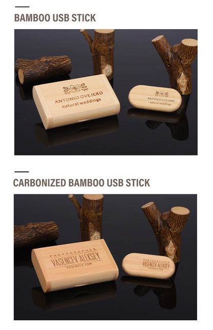 Custom Logo Wooden USB 2.0 Flash Drive with Box – 4GB 16GB 32GB 64GB Memory Stick for Wedding Photography Gifts