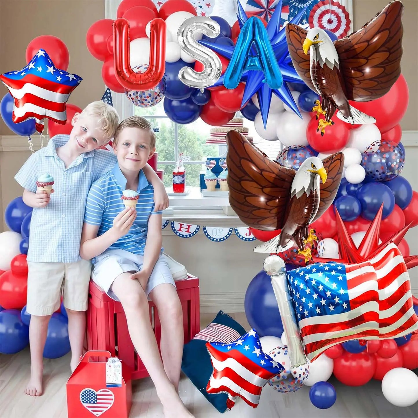 American Flag Balloon Set – Independence Day Foil Balloons for 4th of July USA Patriotic Party Decorations