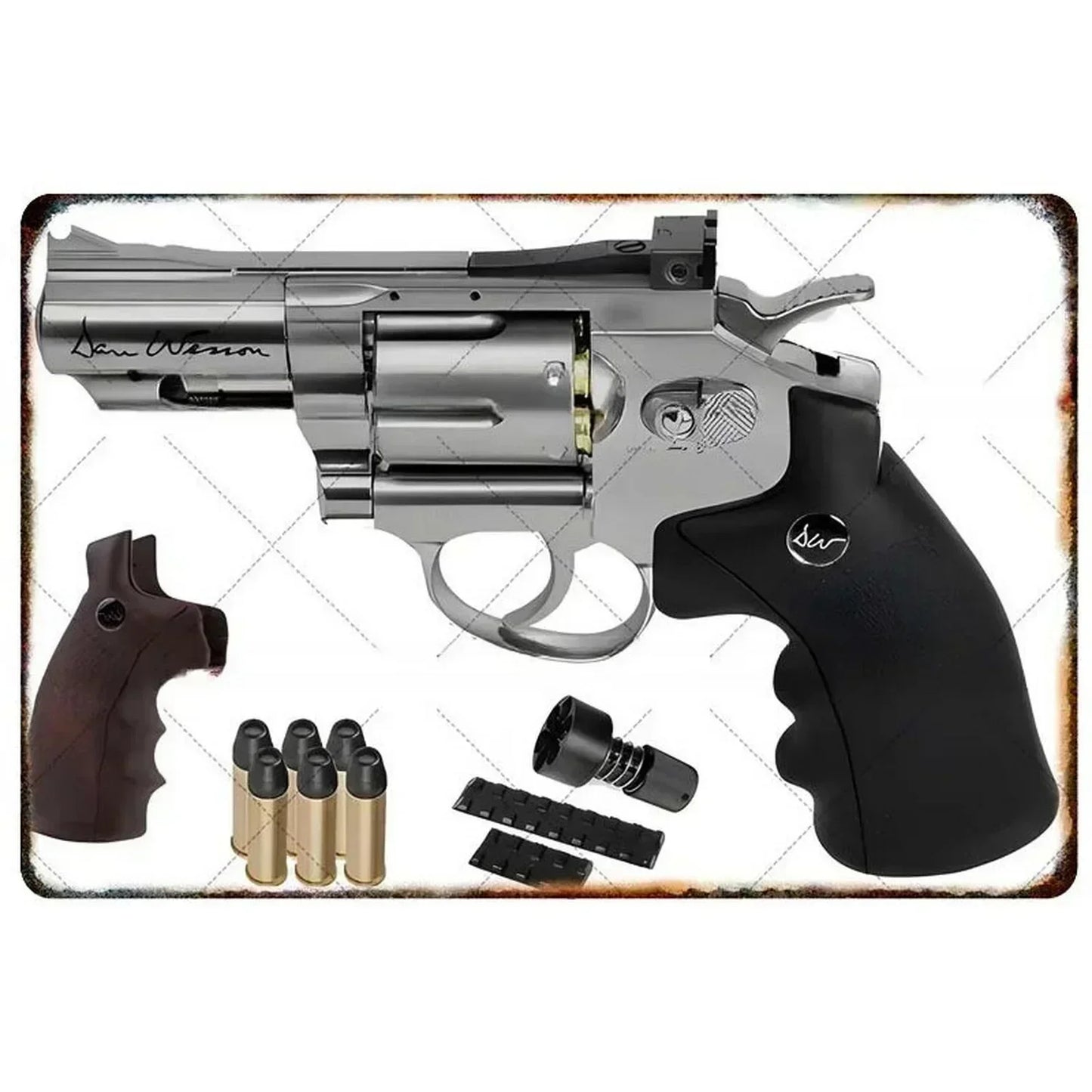 Pistol Metal Wall Sign - Military Style Decoration for Man Cave Home Cafe Bar Garden