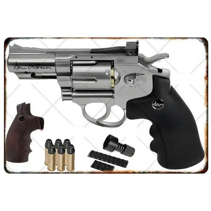 Pistol Metal Wall Sign - Military Style Decoration for Man Cave Home Cafe Bar Garden