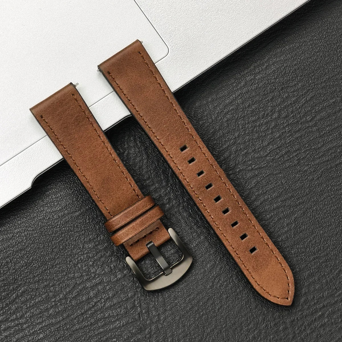 Leather Watch Strap 20mm/22mm - Vintage Replacement Band for Samsung Galaxy Watch 7/6/5/4 and Xiaomi Redmi Watch 3 Lite/Active