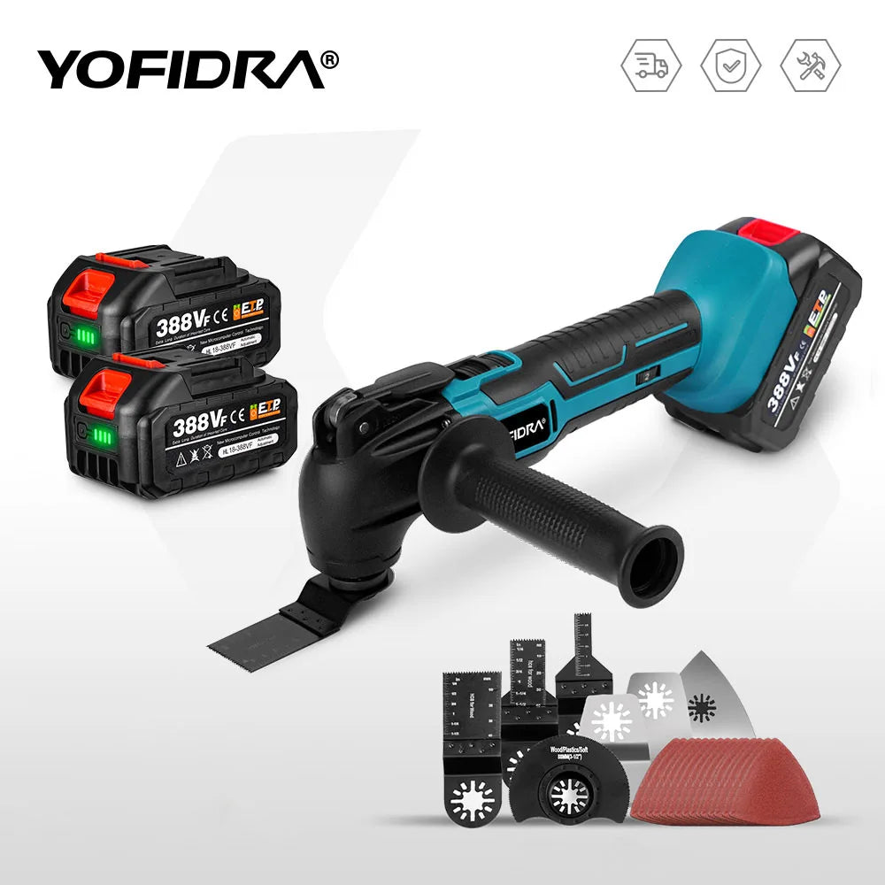 YOFIDRA Cordless Oscillating Multi-Tool – 6-Speed Electric Cutting, Polishing & Trimming Machine for 18V/21V Battery