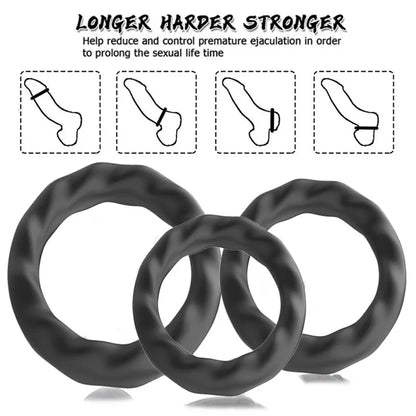3PCS Durable Silicone Cock Rings – Penis Enlargement, Delay Ejaculation & Scrotum Lock Rings for Men Adults