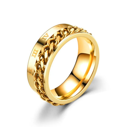 Titanium Steel Spinner Chain Ring - Rotatable Decompression Ring with Bottle Opener Design for Men & Women