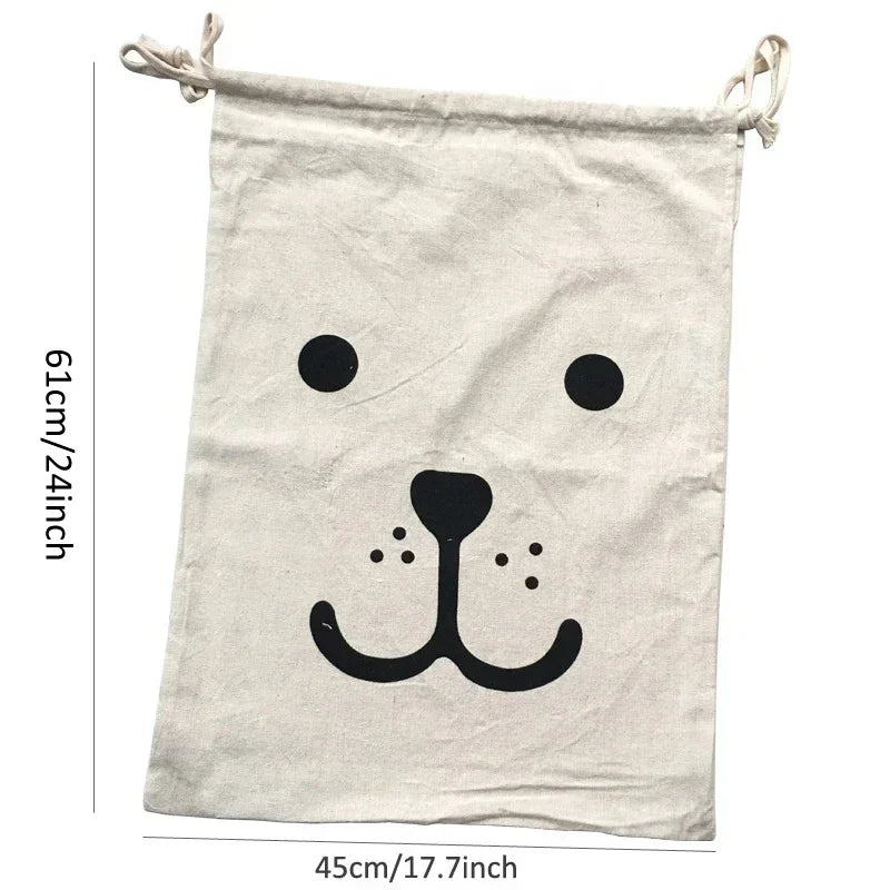 Large Cotton & Linen Laundry Bag — Drawstring Duffle Bag for Clothes & Toy Storage
