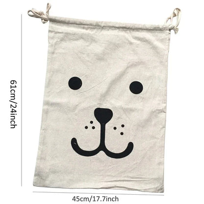 Large Cotton & Linen Laundry Bag — Drawstring Duffle Bag for Clothes & Toy Storage