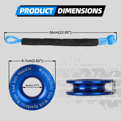 Synthetic Soft Shackle Rope | Heavy Duty Offroad 4X4 Tow Strap | Shatter Resistant | Protective Sleeve & Recovery Ring Included