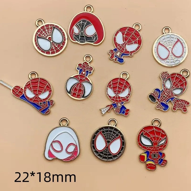 10-Piece Cartoon Alloy Drop Charms - DIY Jewelry Making Pendants for Earrings, Keychains & Creative Accessories