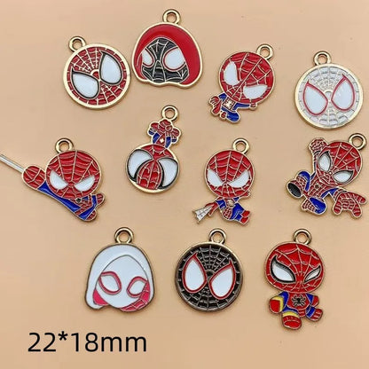 10-Piece Cartoon Alloy Drop Charms - DIY Jewelry Making Pendants for Earrings, Keychains & Creative Accessories