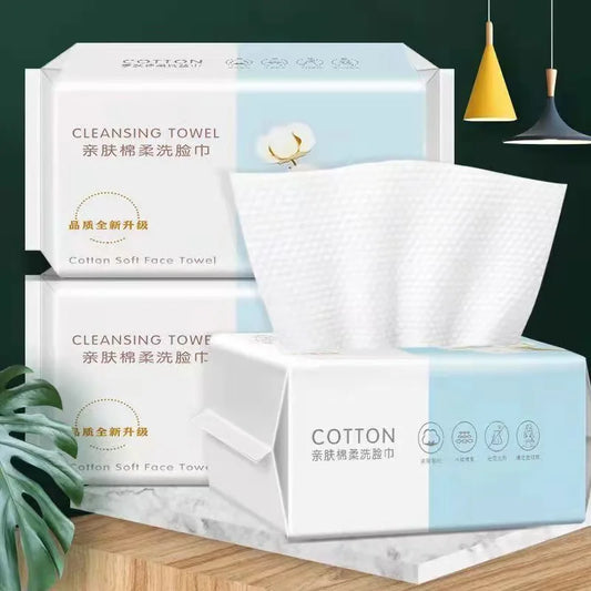 Extra Thick Disposable Facial Towels - Gentle & Absorbent Cotton Makeup Remover Wipes