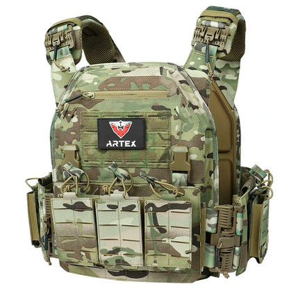 Ranger Green Plate Carrier Tactical Vest - Quick Release Security Molle Chaleco with Laser Cut Bandolier