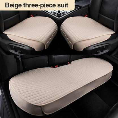 Flax Linen Car Seat Cover - Four-Season Breathable Front & Rear Seat Protector
