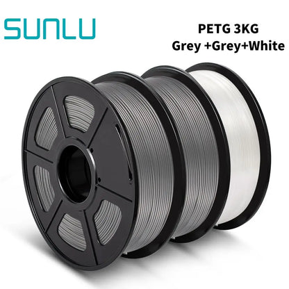 SUNLU PETG 3D Printer Filament 1.75mm ±0.02mm – 3 Rolls 1KG Each, Neatly Wound Vacuum-Sealed Printing Material