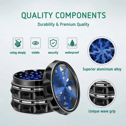 60mm 4-Part Aluminum Herb Grinder – Metal Spice Mill with Transparent Skylight for Tobacco & Smoking Accessories