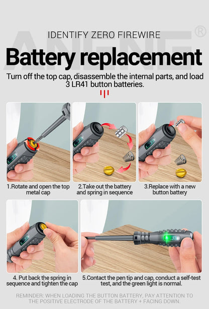 Multifunctional Electrician Test Screwdriver – AC Non-Contact Voltage Tester Pen 70-600V with Red/Green Indicator Lights
