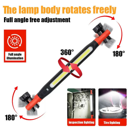 High Lumen Rechargeable LED Work Light – Powerful Magnetic Flashlight for Car Emergency Repair with Hooks and Magnetic Base