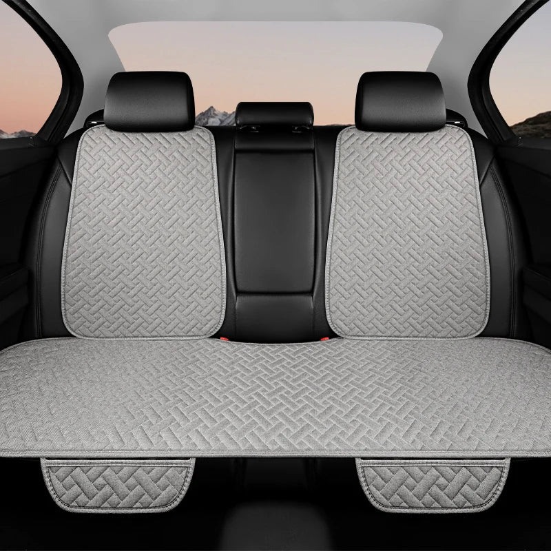 Universal Linen Car Seat Cushion - All-Season Driver Seat Cover with Small Waist Support