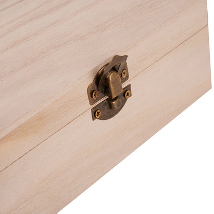 Wooden Jewelry Storage Box with Lid — Square Hinged Craft Box for DIY, Home Decor, and Mother's Day Gift