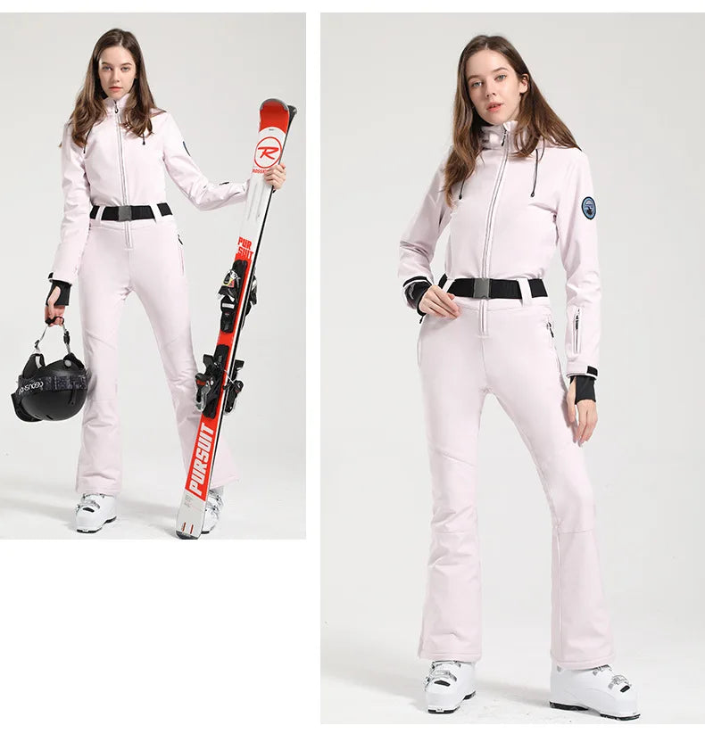 Gsou Women’s Winter Snow Jumpsuit – One-Piece Ski Suit, Thermal Waterproof & Windproof Outdoor Sportswear for Snowboarding