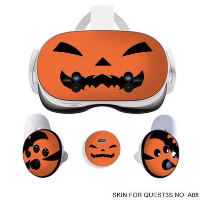 Skin Stickers for Meta Quest 3S VR Headset & Controllers – Vinyl Protective Decals with Halloween Pattern for Oculus 3S