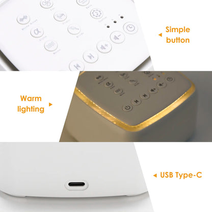 Rechargeable White Noise Machine with Type-C - Timed Sleep Sound Device for Relaxation, Ideal for Babies, Adults, Office, and Travel