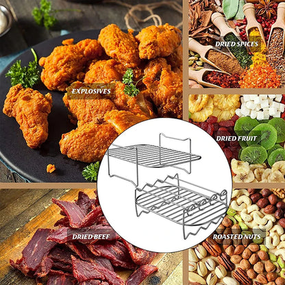 Rectangle Air Fryer Rack Set – Compatible with Ninja DZ201/DZ401, Double Basket Grill & Baking Racks