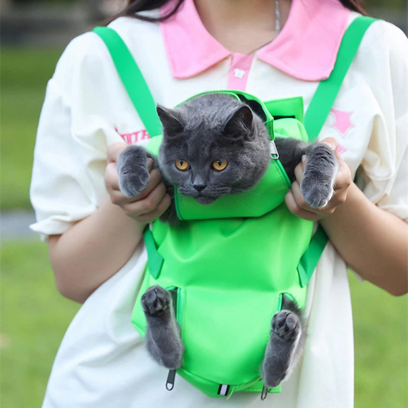 Multifunctional Pet Carrier Bag – Breathable Double-Shoulder Cat Backpack, Anti-Scratch & Bite, Foldable Portable Carrier