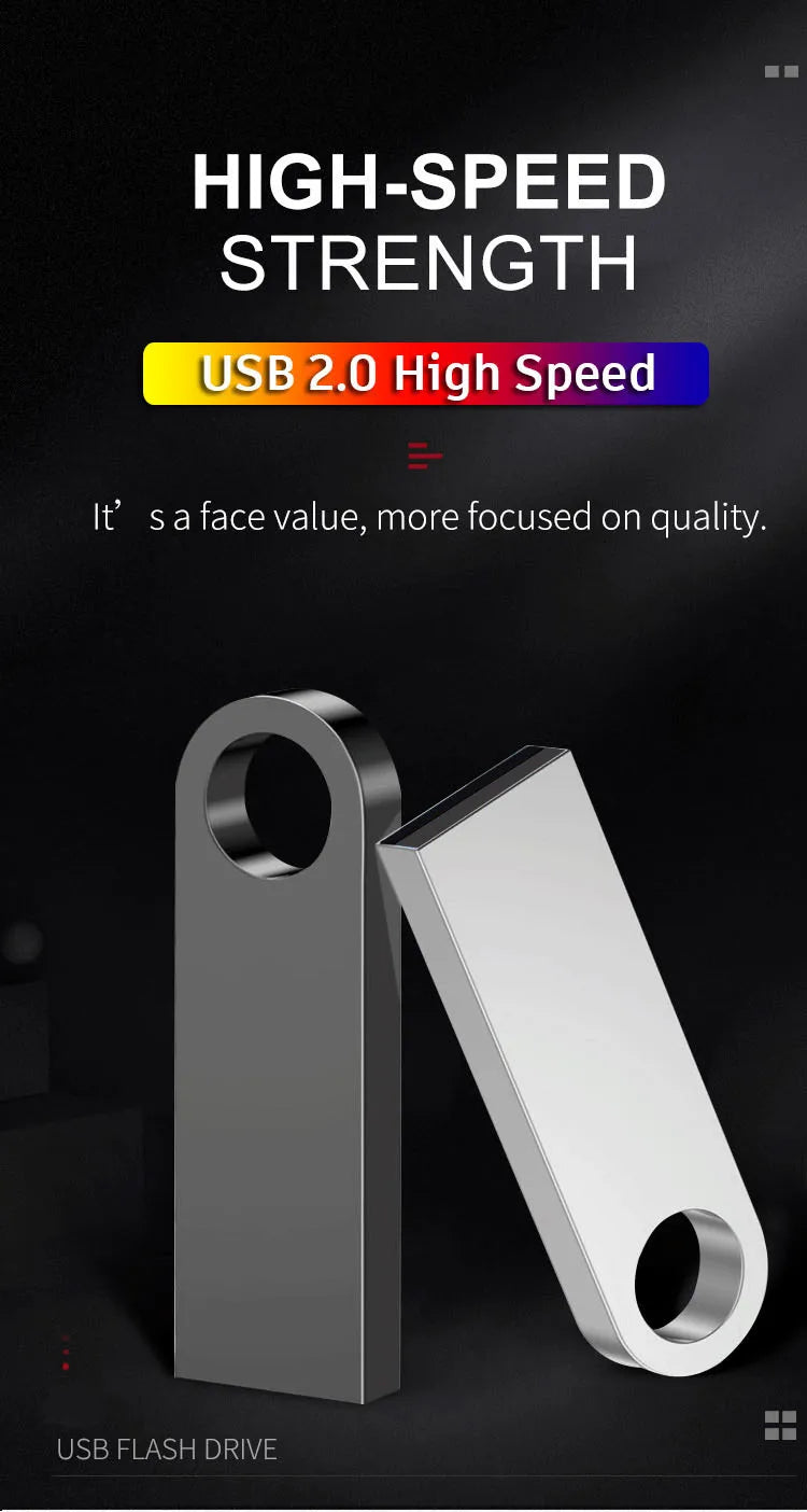 USB Flash Drive – Metal Pen Drive 4GB to 128GB Memory Stick, High-Speed USB Stick