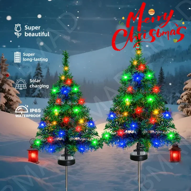 Outdoor Solar Christmas Tree Lights - Waterproof LED Lawn Lamps for Garden, Patio & Holiday Decor