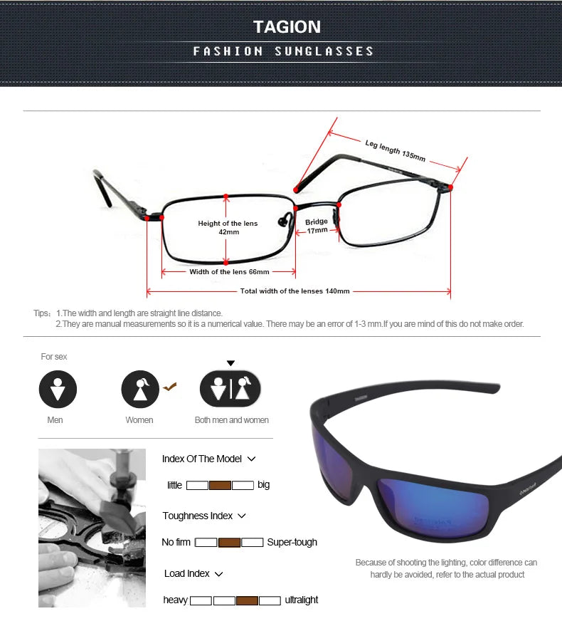 Men's Polarized Sport Sunglasses – UV400 Hiking Glasses with Polaroid Lenses, TG5104 Hipster Style