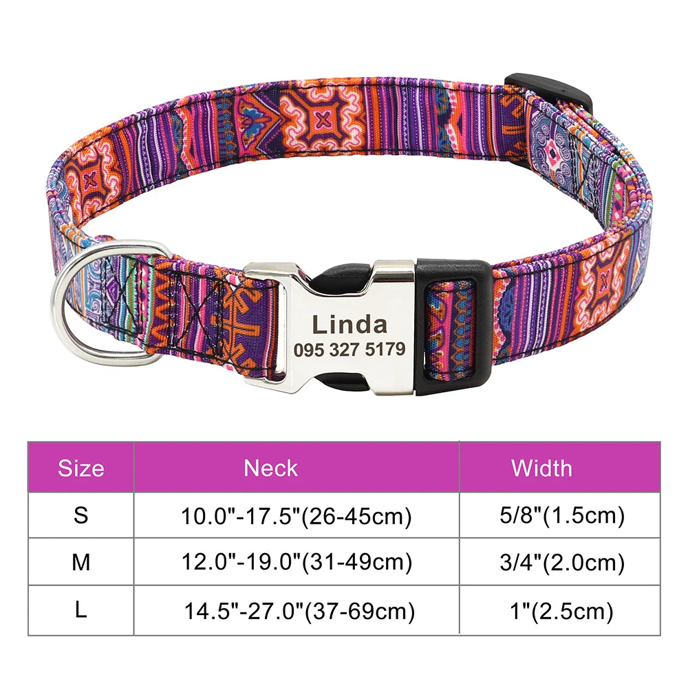Adjustable Nylon Dog & Cat Collar – Personalized ID Collar with Engraved Name Buckle, Anti-Lost for Small, Medium & Large Pets
