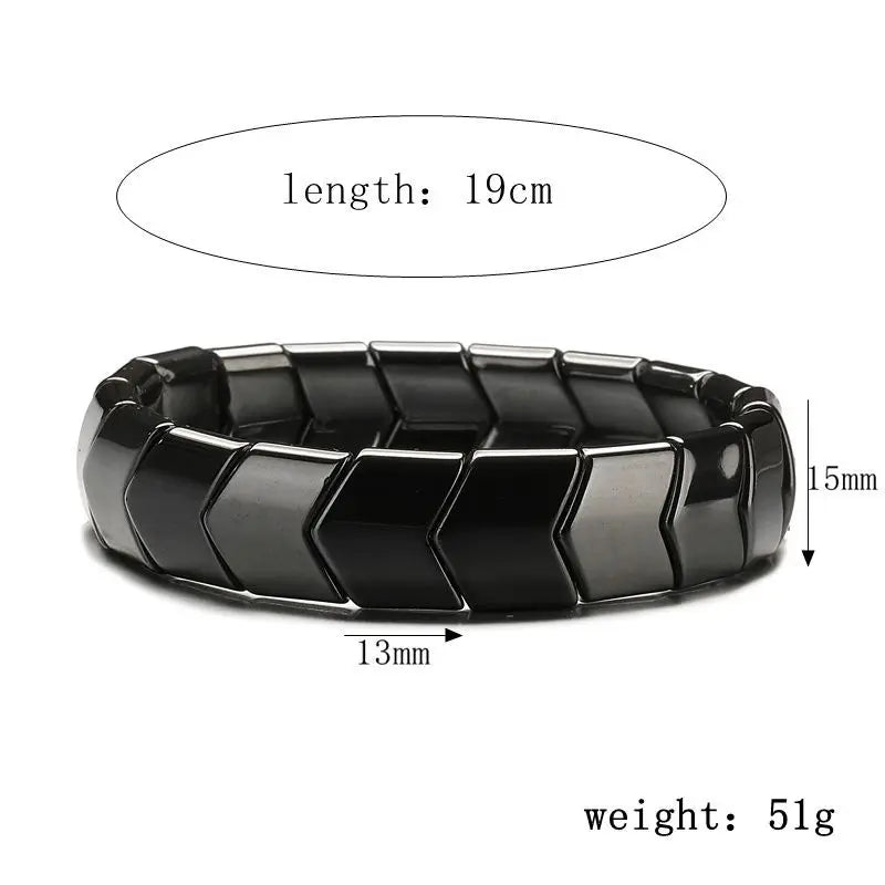 Natural Obsidian Half Moon Bracelet - Irregular Black Stone Beads Men's Fashion Accessory