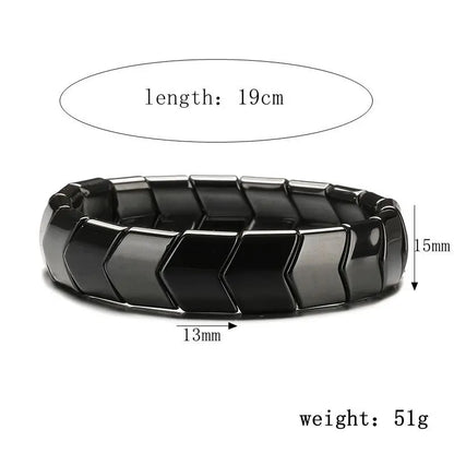 Natural Obsidian Half Moon Bracelet - Irregular Black Stone Beads Men's Fashion Accessory