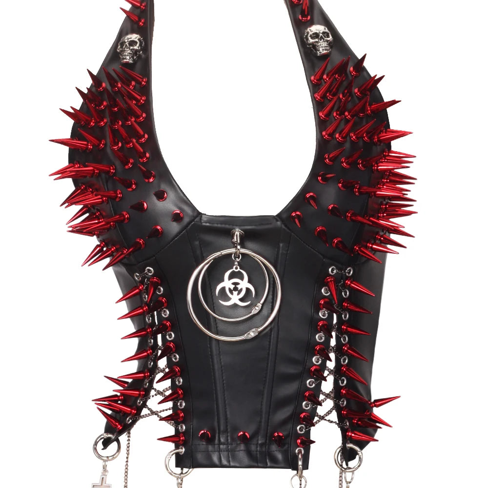 Y2K Gothic Spiked Tank Top - Punk Rock Emo Grunge Festival Style for Women