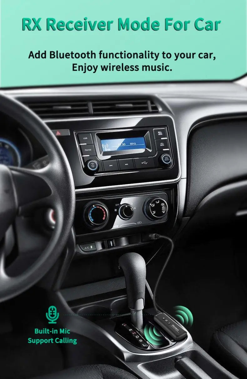 3 in 1 Bluetooth 5.3 Audio Receiver & Transmitter – 3.5mm AUX, USB Wireless Adapter with Mic for TV, PC, Headphones & Car