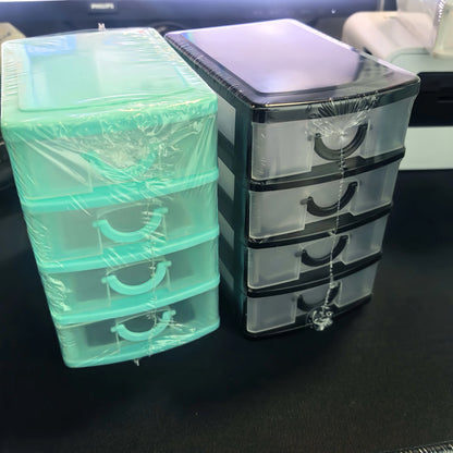 4-Layer Storage Box with Drawers - Multi-Functional Plastic Organizer for Cosmetics, Wardrobe & Desktop Storage