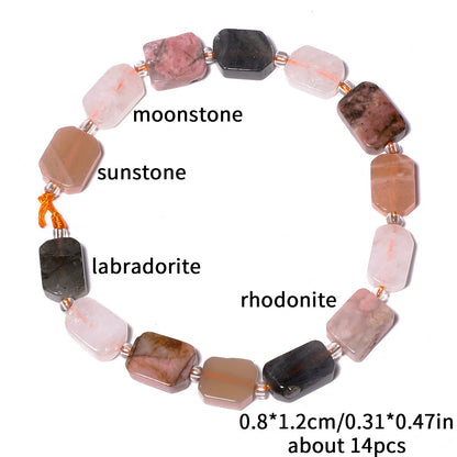Natural Gemstone Rectangle Beads - 8x12mm Amethyst Citrine Lapis Lazuli Spacer Beads for DIY Jewelry Making & Bracelets