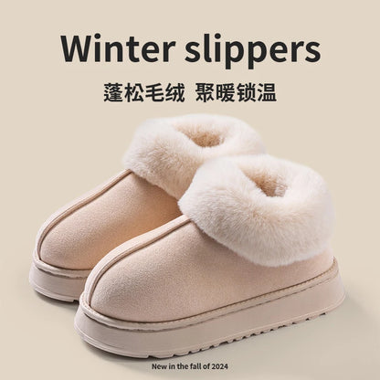 2024 Women's Fashion Snow Boots – Fluffy Plush Faux Fur Winter Slippers, Cozy Indoor Shoes for Men & Women