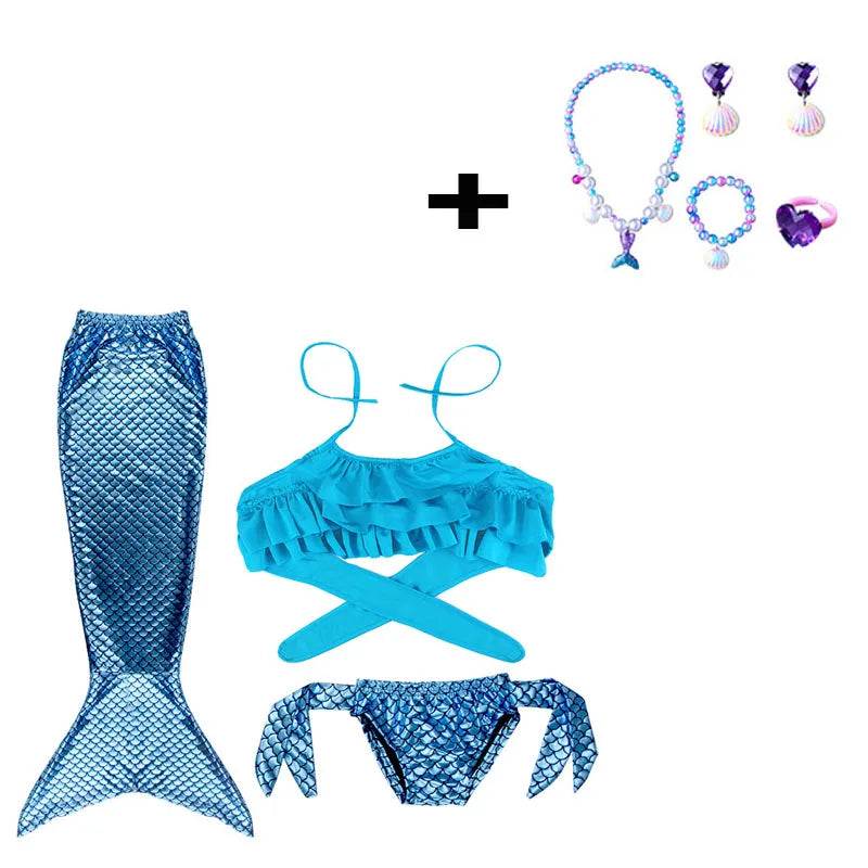 Little Girl Mermaid Tail Swimsuit — Kids Beach Bikini Cosplay Costume, Perfect Birthday Gift for Girls