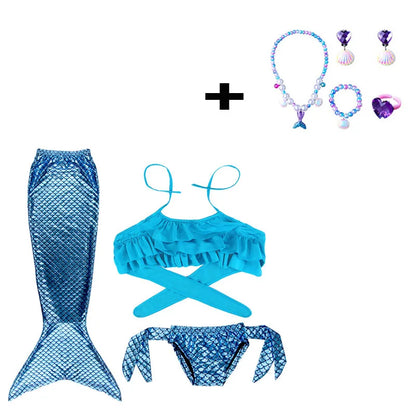 Little Girl Mermaid Tail Swimsuit — Kids Beach Bikini Cosplay Costume, Perfect Birthday Gift for Girls