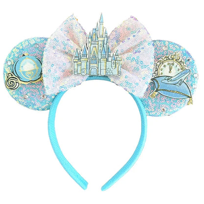 Mickey Mouse Ears Headband with Bow – Sequin Candy Cosplay Costume Party Accessory for Girls & Women, Christmas Gift