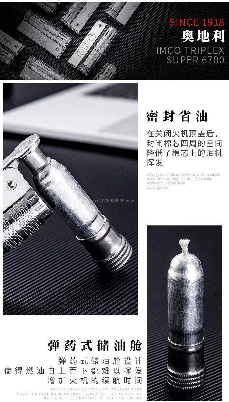 IMCO Aiku 6700 Metal Lighter – Austrian Retro Trench Design, Windproof Kerosene Lighter for Men’s Smoking Gift
