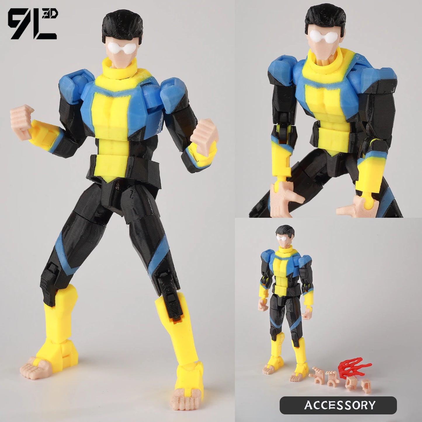 9L3D Lucky 13 Invincible Boy Action Figure – 3D Printed Multi-Jointed Poseable Anime Collectible Model Toy Gift