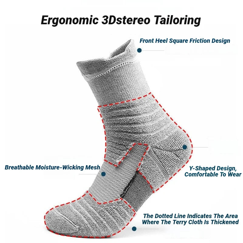 3 Pairs Men's Anti-Slip Football Socks - Breathable Soccer Basketball Sports Socks for Running & Hiking 39-45
