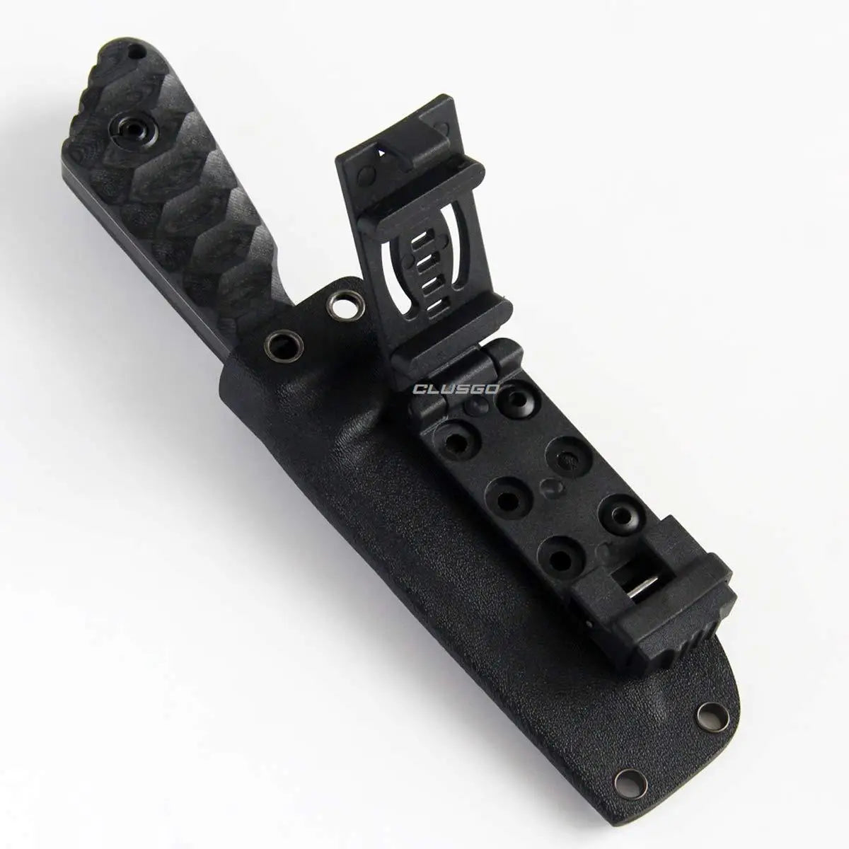 KYDEX Scabbard Waist Clip Knife Sheath - Utility EDC Holster with Belt Buckle for Camping & Mag Pouches