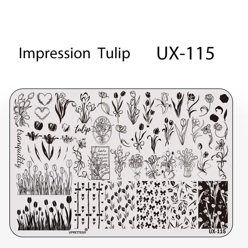 UX Serial 2 Stainless Steel Stamping Plate Template – Vintage Abstract Fabric Texture Pattern for Nail Art, Floral Lace, Xmas & Halloween Designs (UX52)