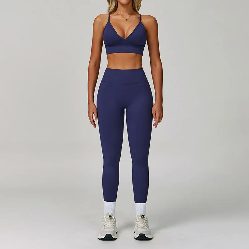 2/3PCS Women’s Seamless Yoga & Gym Set – Push-Up Sports Bra, Long Sleeve Jacket & Workout Leggings